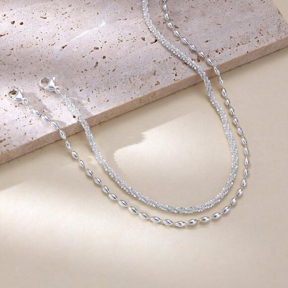 Sterling Silver Chain Bracelet: Dainty Stackable Bracelets for Women Trendy Cute - Picture 6 of 7